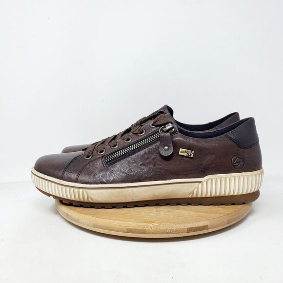 Remonte Shoes Womens 41 Maditta Brown Leather Zip Oxford Comfort Sneaker - Picture 1 of 12